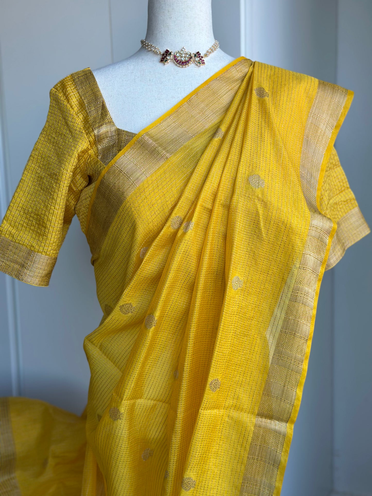 Banaras Yellow Fancy Saree | Indian Light Weight Saree | Gift Saree