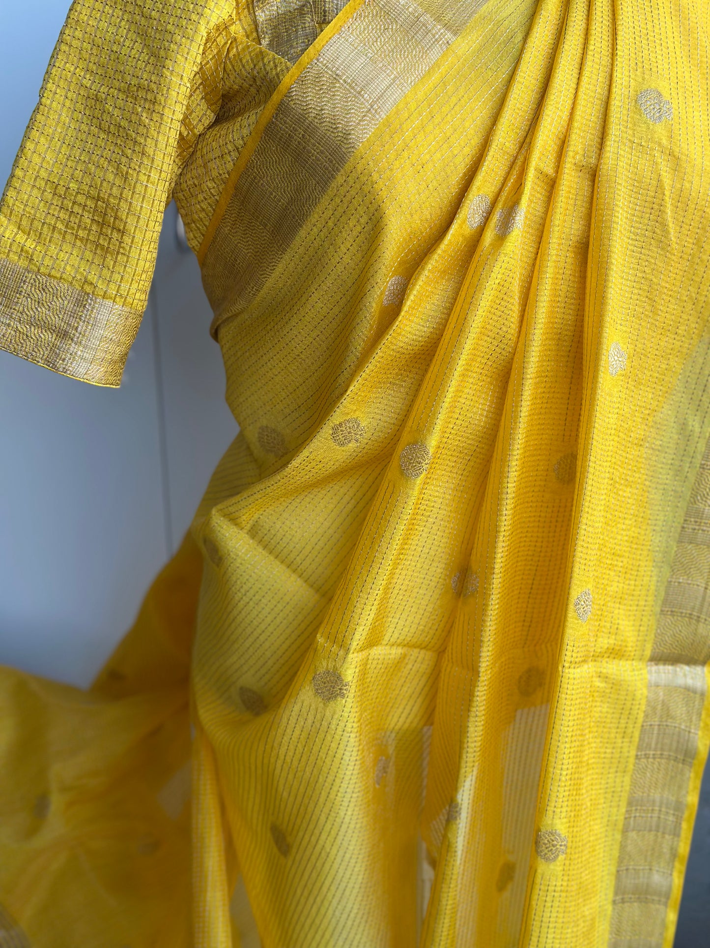Banaras Yellow Fancy Saree | Indian Light Weight Saree | Gift Saree