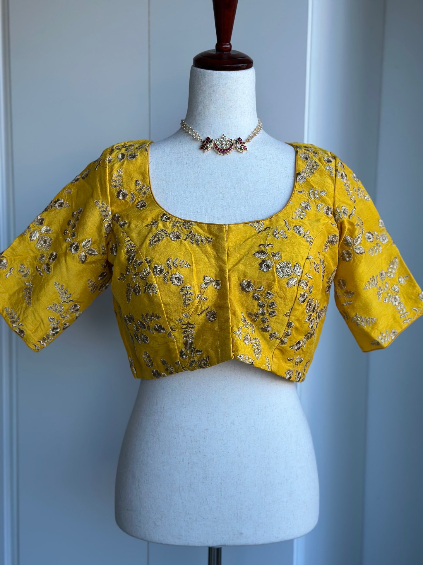 Yellow Embroidery Blouse | Custom Blouse | Embroidery Blouse