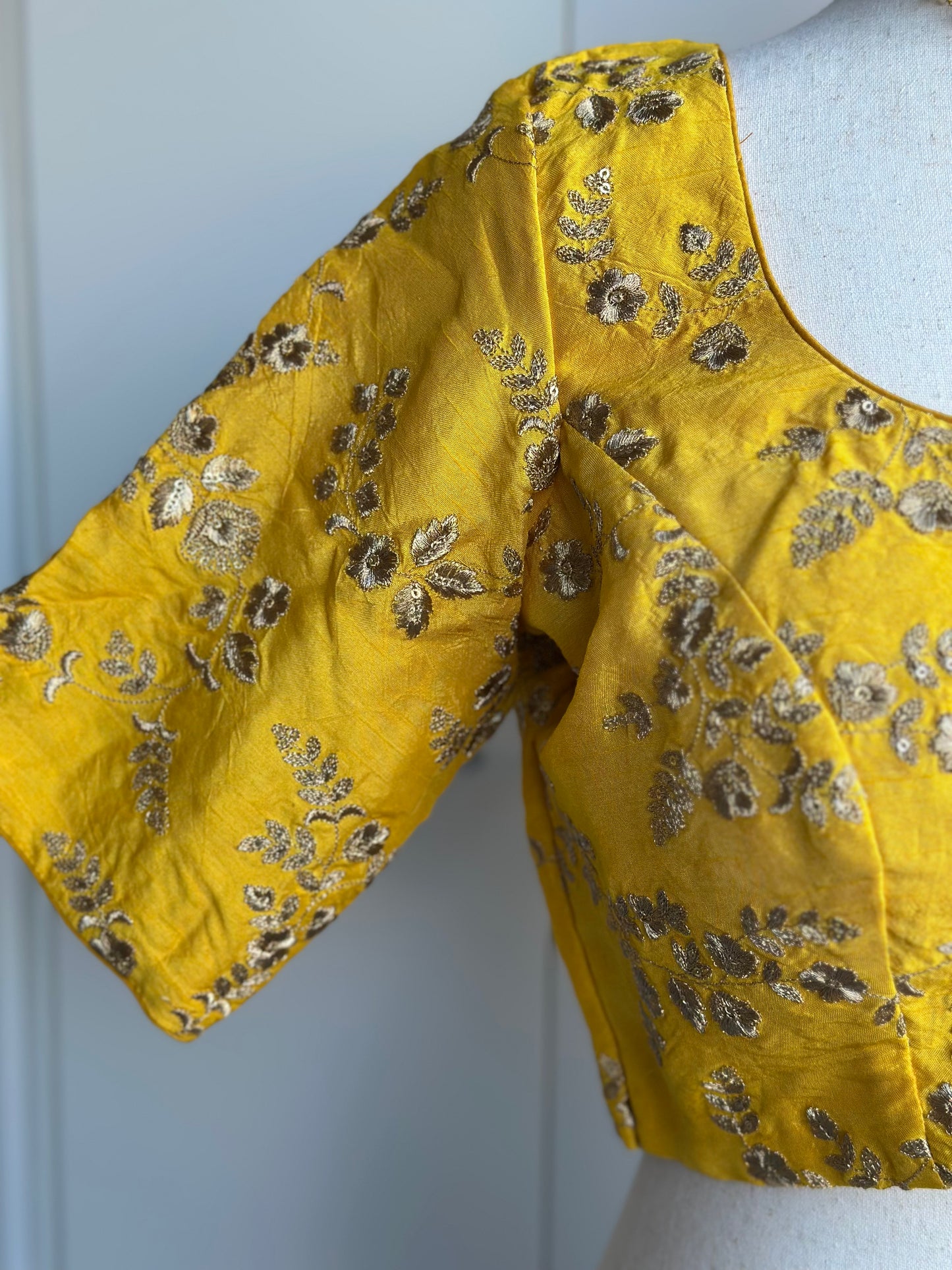 Yellow Embroidery Blouse | Custom Blouse | Embroidery Blouse