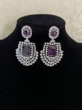 Rhodium AD & Purple Earrings