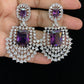 Rhodium AD & Purple Earrings