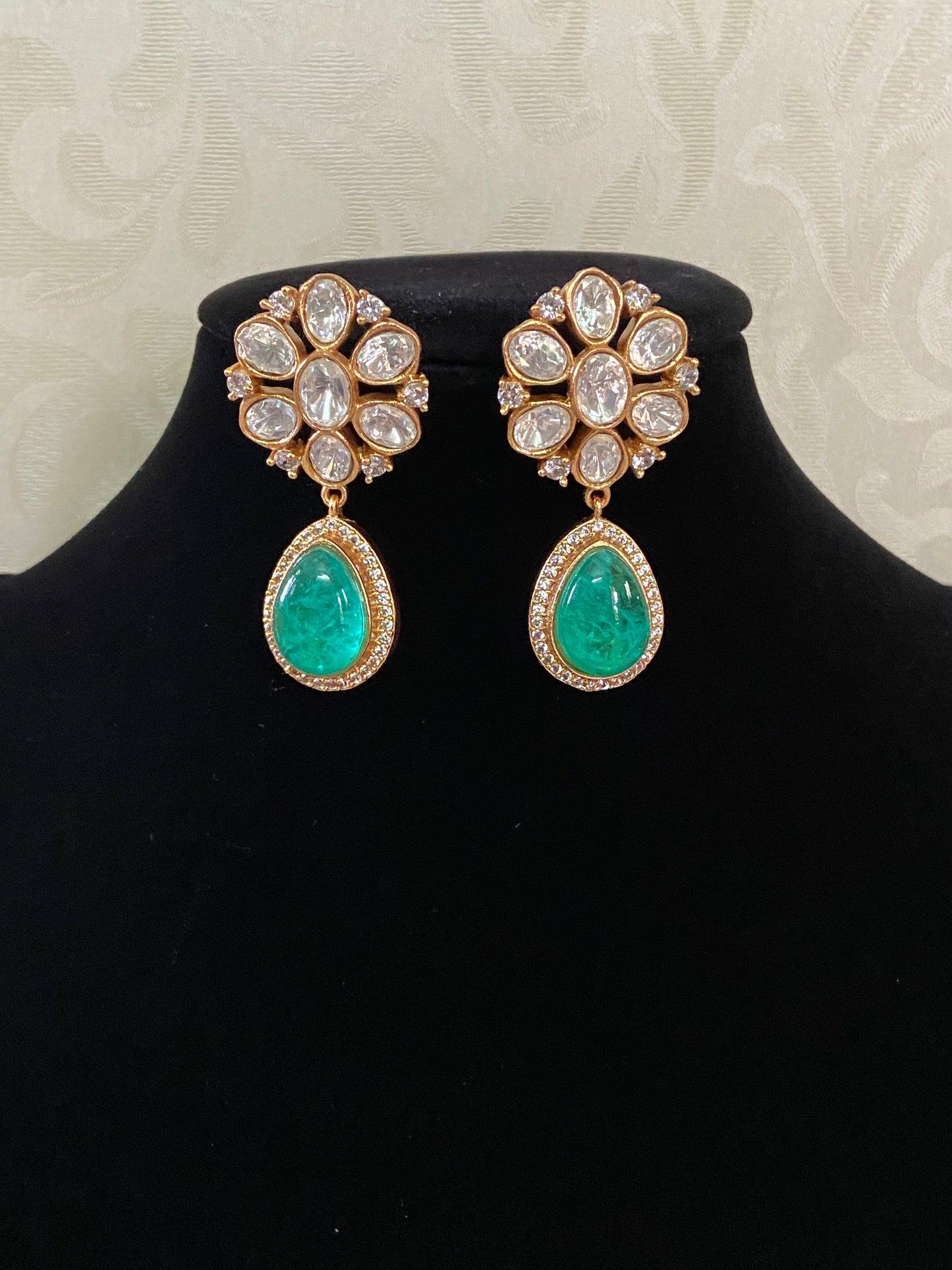 Moissanite Doublet Drop Earrings | Indian jewelry in USA