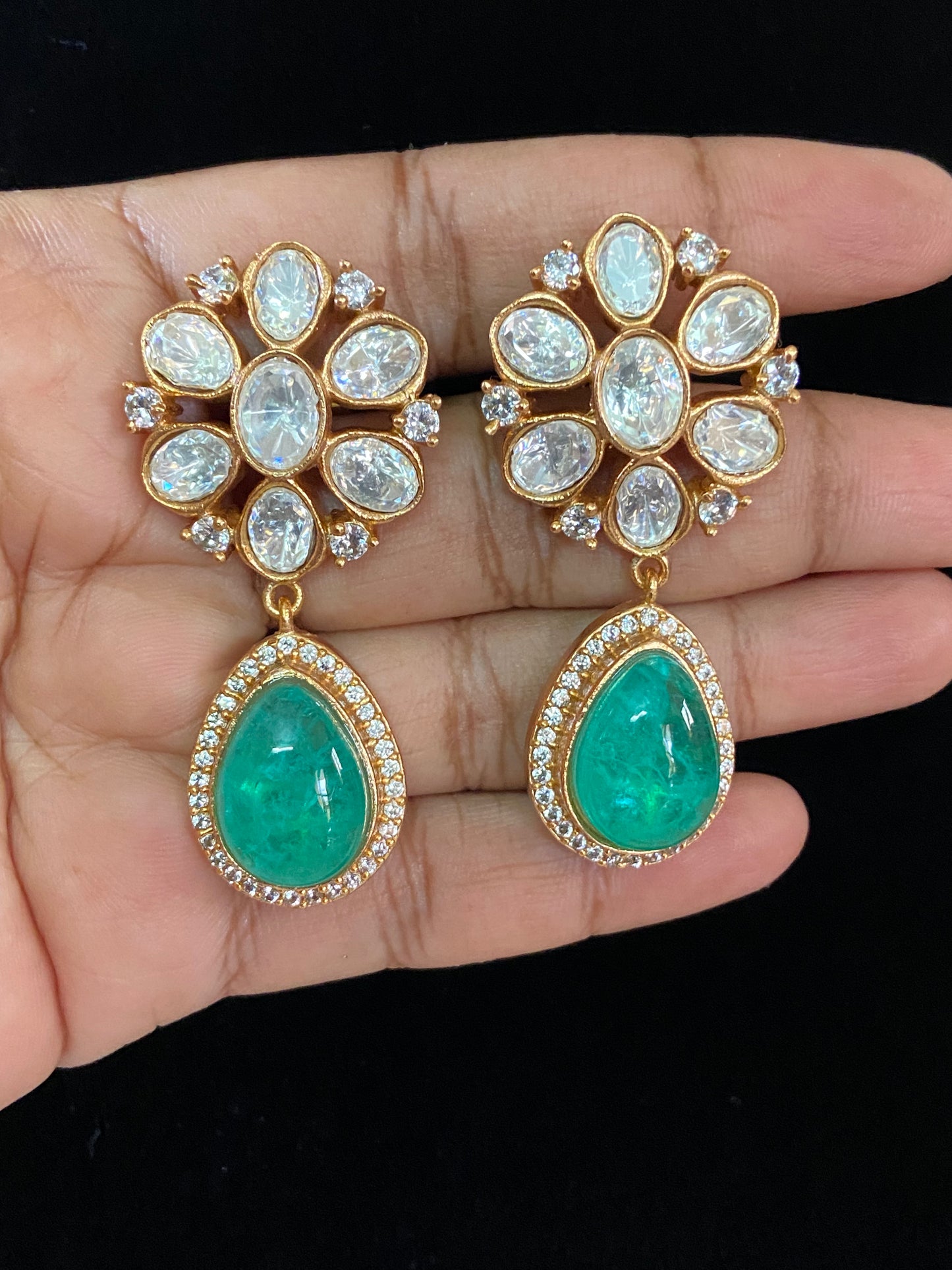 Moissanite Doublet Drop Earrings | Indian jewelry in USA