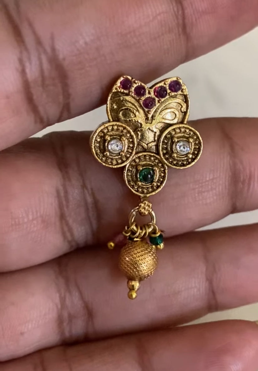 Long Antique Mangalasutra With Earrings | Traditional Black Bead Necklace