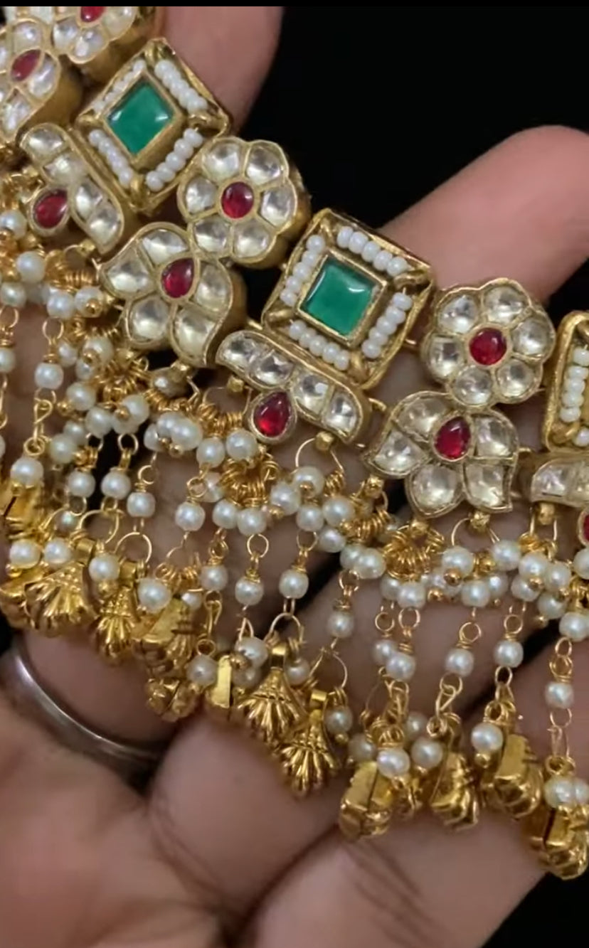 Polki Kundan Pearl Choker With Earrings |  Ahmadabadi Kundan jewelry| Indian Necklace In USA