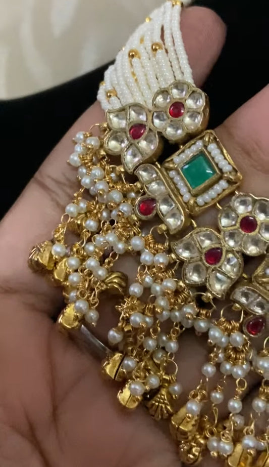Polki Kundan Pearl Choker With Earrings |  Ahmadabadi Kundan jewelry| Indian Necklace In USA