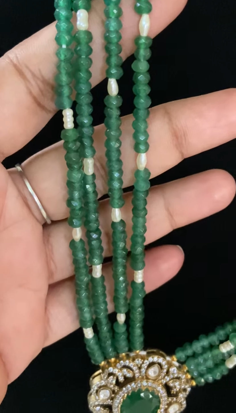 Victorian Pendant Beads Necklace With Studs | Indian Jewelry in USA