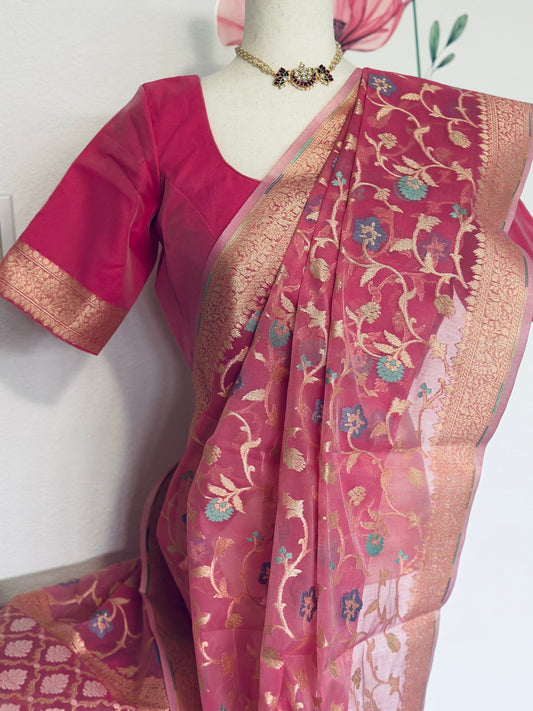 Premium Banarasi Pure Cotton Jangla Saree | Jamdani Inspiration Jangala Saree | Indian Sarees in USA