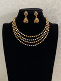 Gold & Black Beads Necklace With Jumki | Indian Jewelry In USA