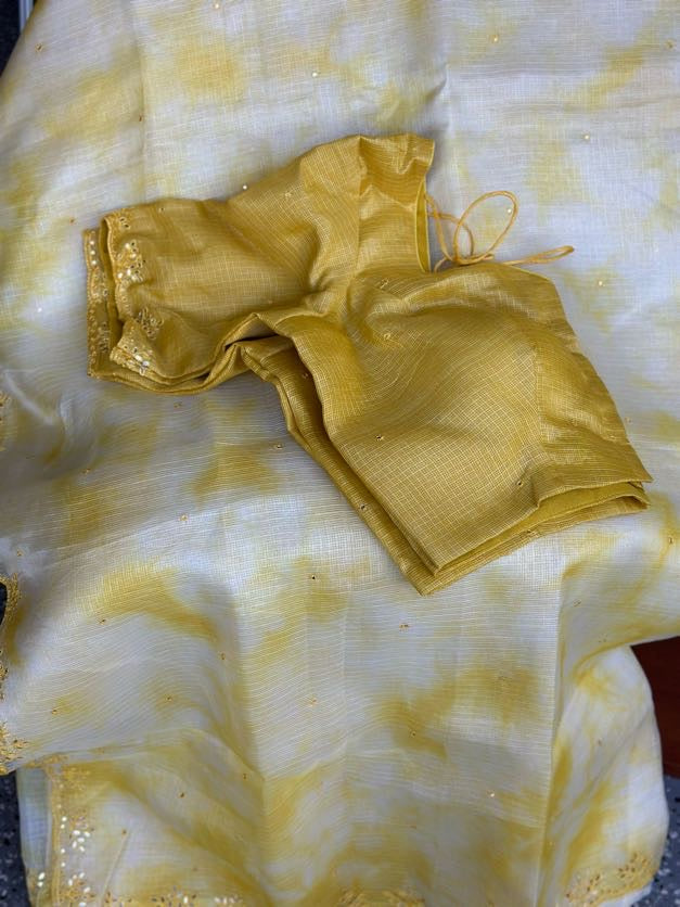 Lightweight Kota Shibori Saree |  Mirror Embroidery Saree | Indian Sarees In USA