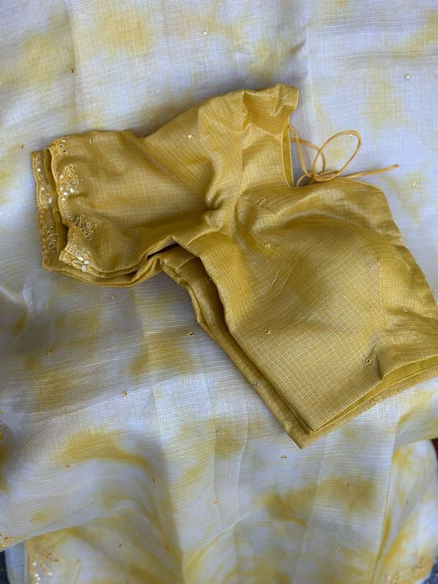 Lightweight Kota Shibori Saree |  Mirror Embroidery Saree | Indian Sarees In USA