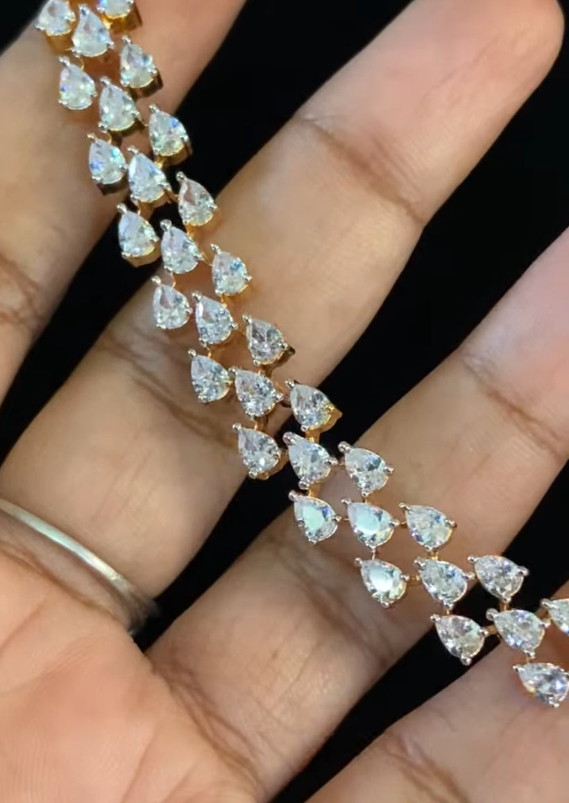 CZ Rhodium Necklace With Earrings | Indian Jewelry In USA