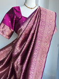 Magenta Pink Banaras Brocade Saree | Indian Traditional Sarees In USA