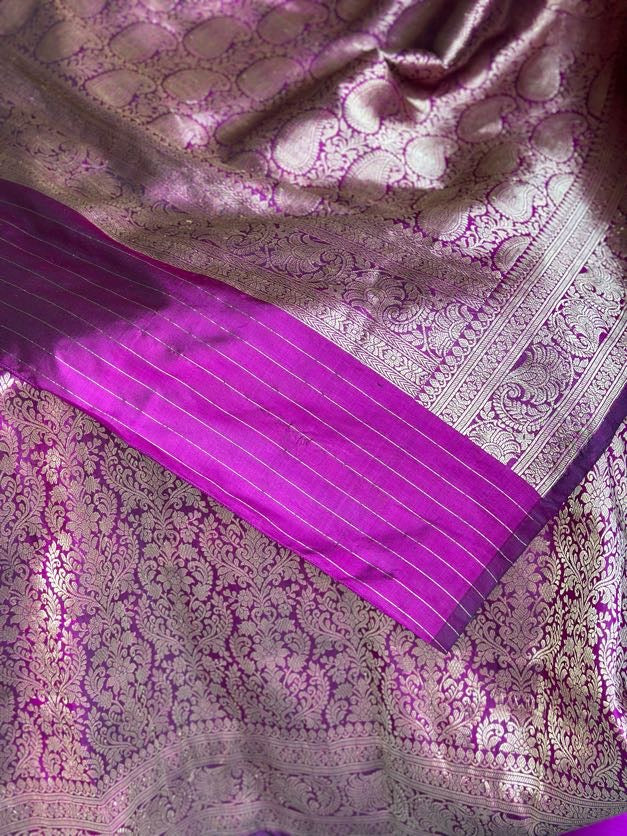 Magenta Pink Banaras Brocade Saree | Indian Traditional Sarees In USA