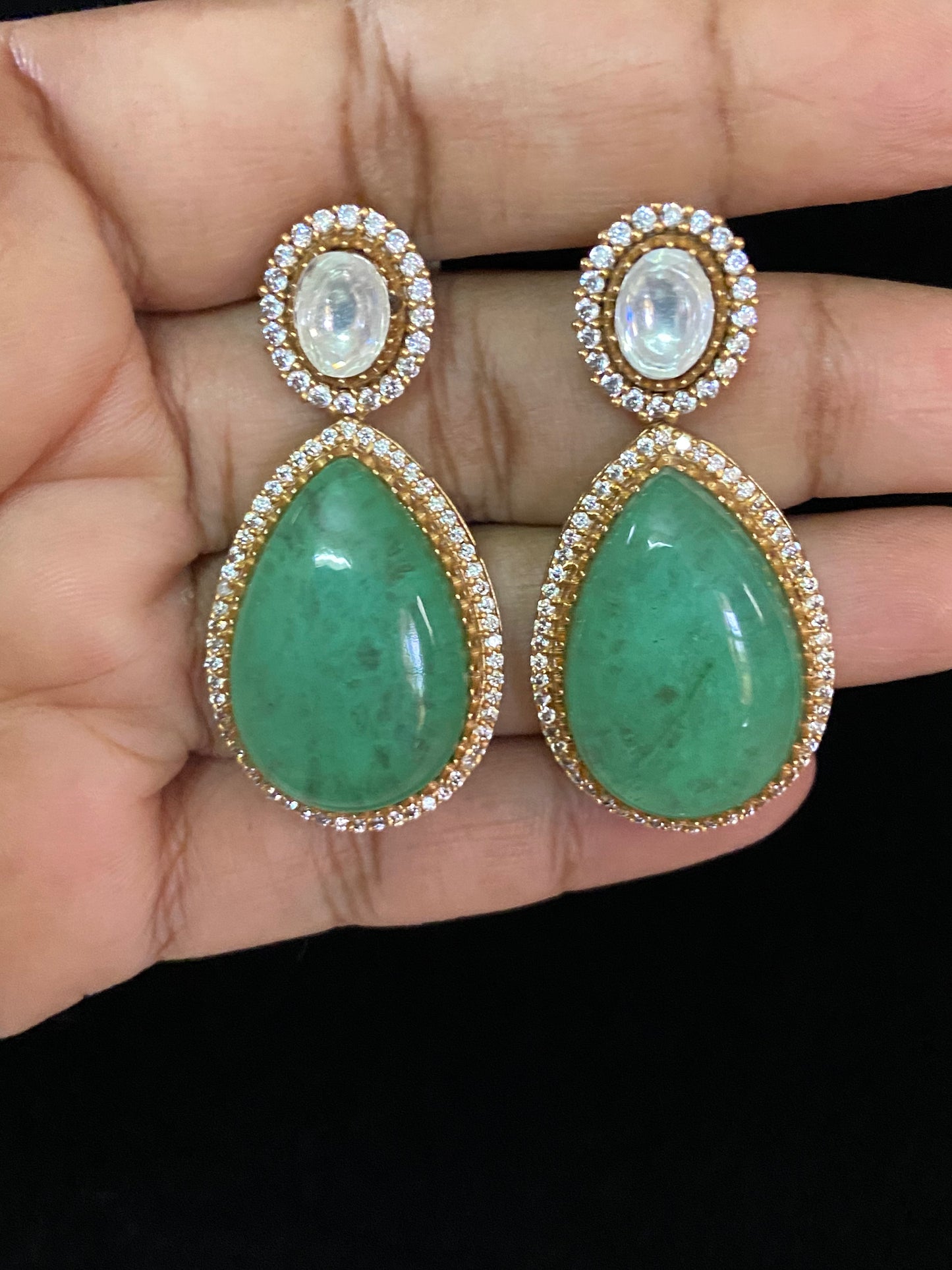 AD Emerald Drop Earrings |  Doublet Earrings