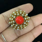 Antique CZ Coral Studs | Indian Traditional Tops