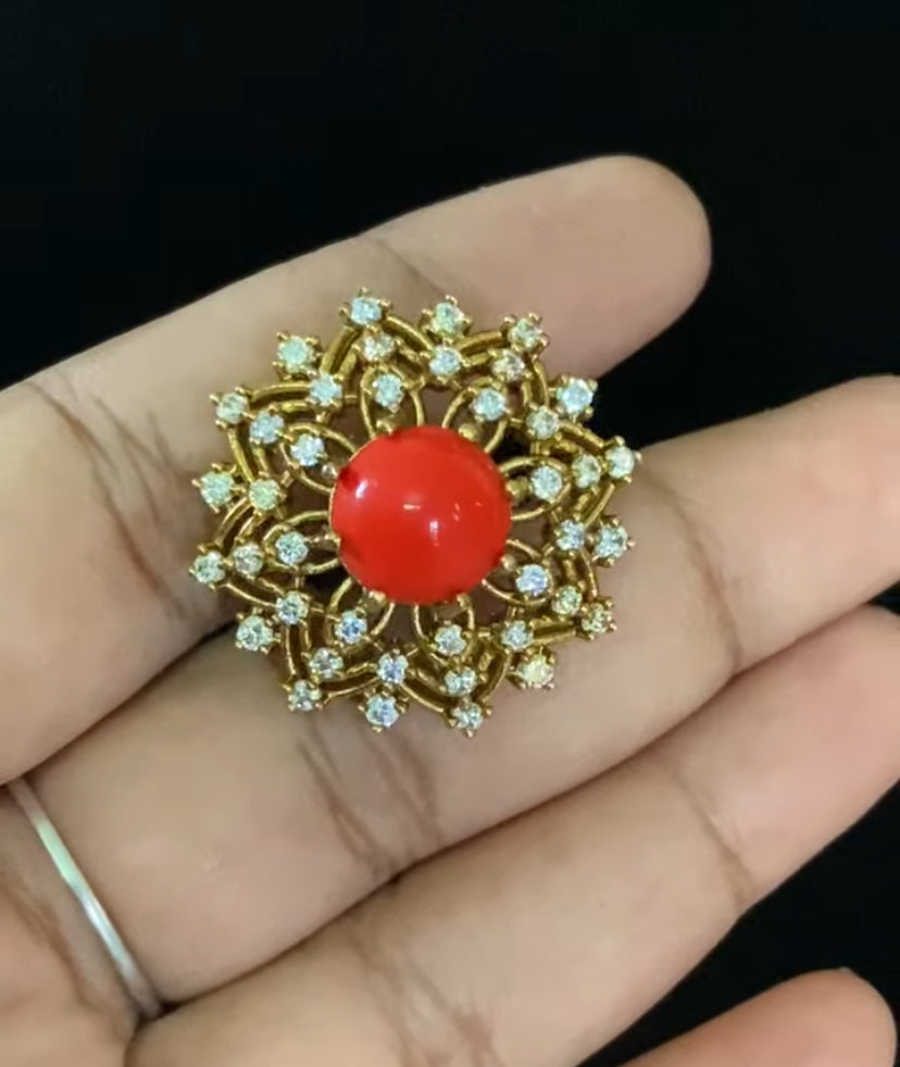 Antique CZ Coral Studs | Indian Traditional Tops
