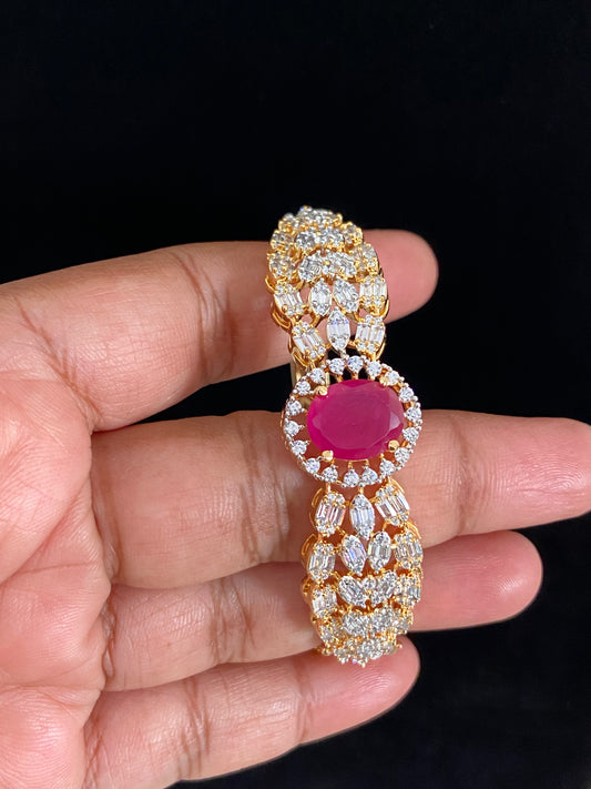 CZ  Ruby 2Tone Bracelet | Openable Bracelet | Indian Jewelry | Gift Idea