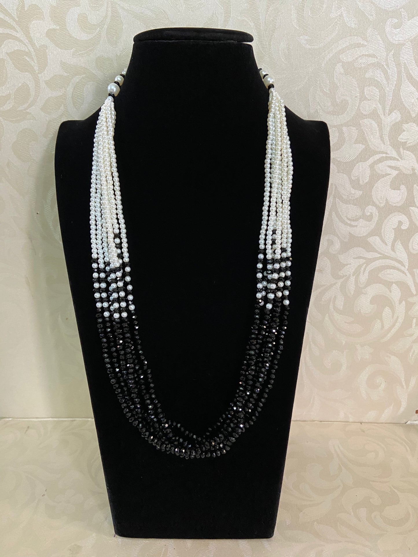 Black & White Beads Mala Necklace | Indian Jewelry In USA