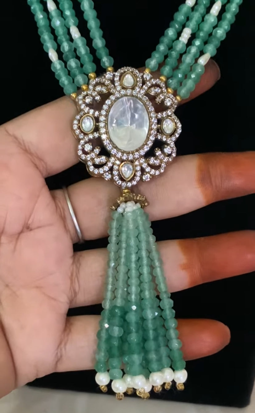 Victorian Pendant Beads Necklace With Studs | Indian Jewelry in USA