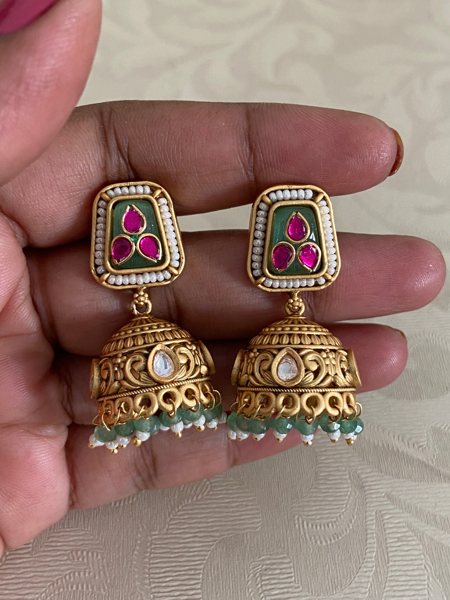 Antique Fusion Jumkis | Indian Jewelry