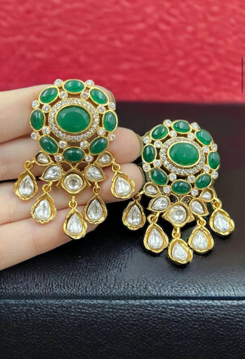 Moissanite kundan Earrings | Indian Jewelry In USA