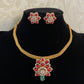 AD Coral Pendant Necklace With Earrings |  Latest jewelry