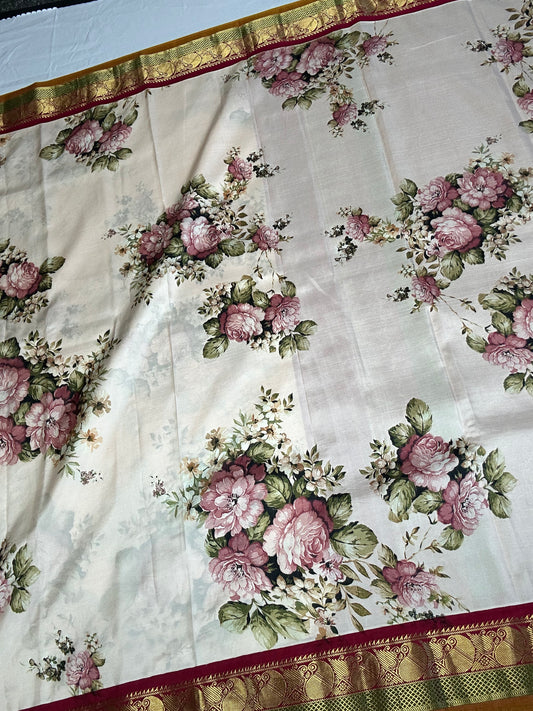 Korvai Pure Kanchi Digital Print Saree | Handloom Saree | South  Indian Sarees in USA