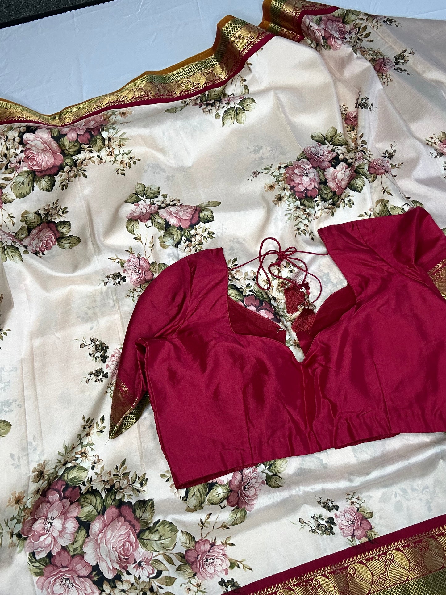 Korvai Pure Kanchi Digital Print Saree | Handloom Saree | South  Indian Sarees in USA