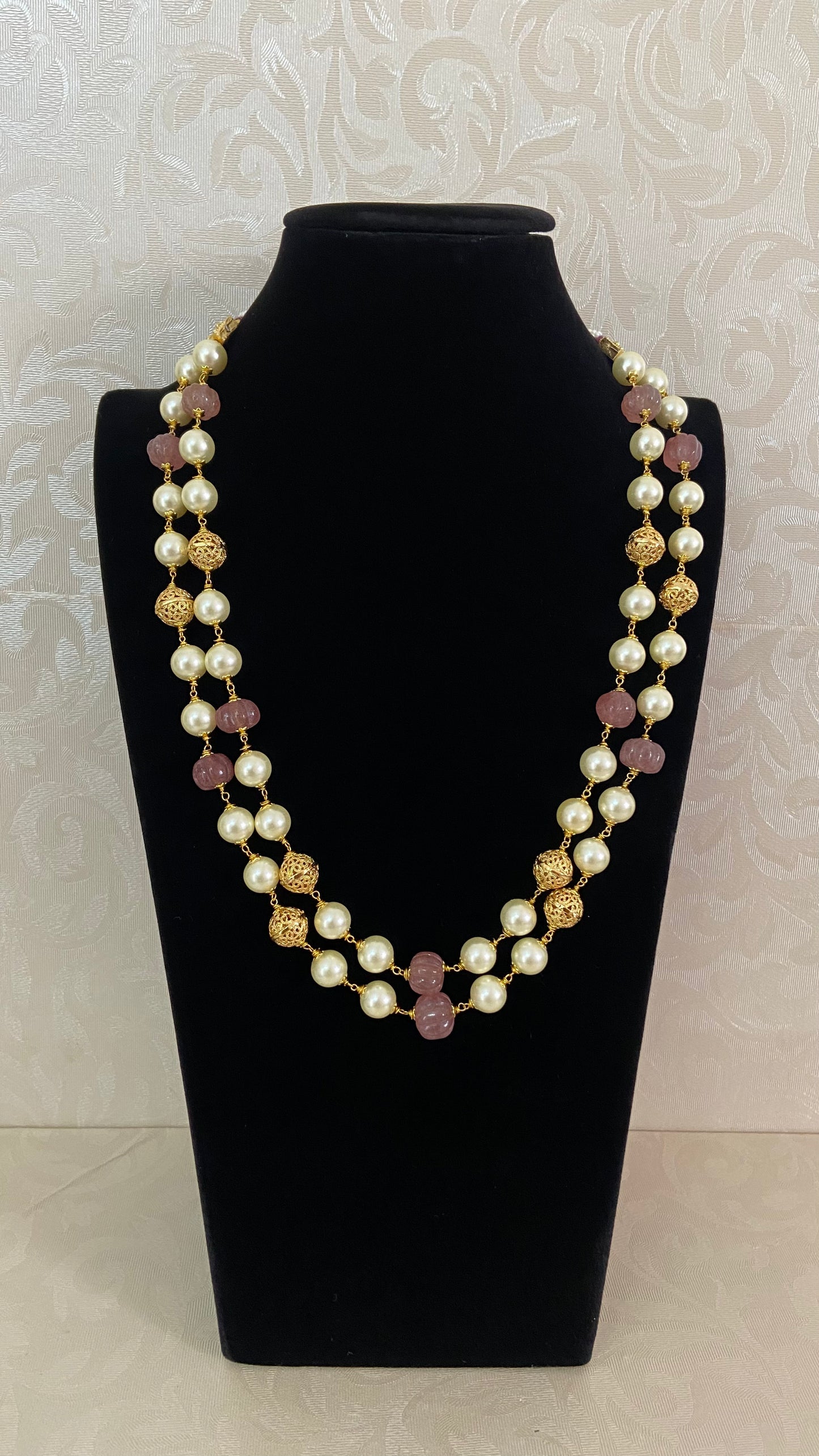 Antique ,Pearl & Pampkin Beads Mala | Indian Beads Jewelry In USA