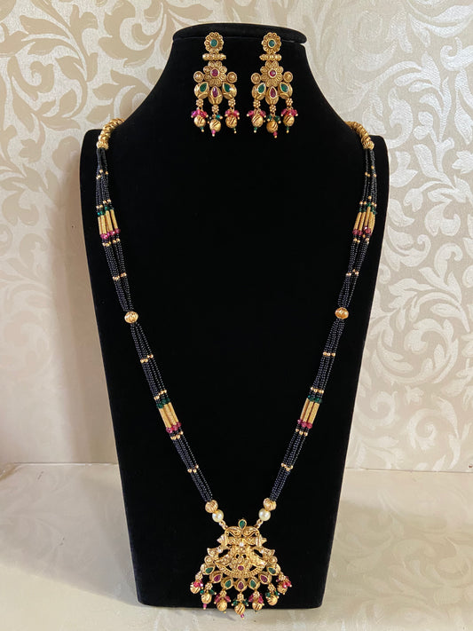 Long Mangalasutra With Earrings | Traditional Mangalasutra