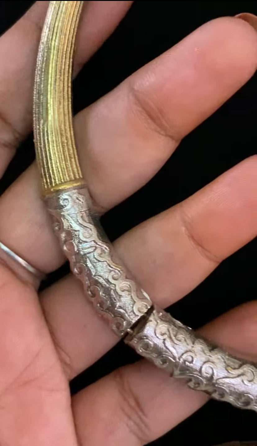 Dual Tone Oxidized  Hasli | Statement Necklace Set