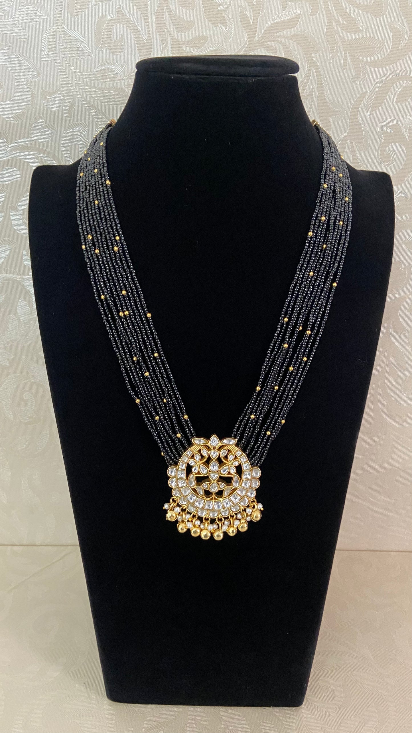 Moissanite Pendant Black Beads | Traditional Mangalasutra