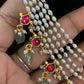 Pearl kundan Necklace Set | Indian Beads Haram With Earrings