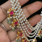 Pearl kundan Necklace Set | Indian Beads Haram With Earrings