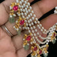 Pearl kundan Necklace Set | Indian Beads Haram With Earrings