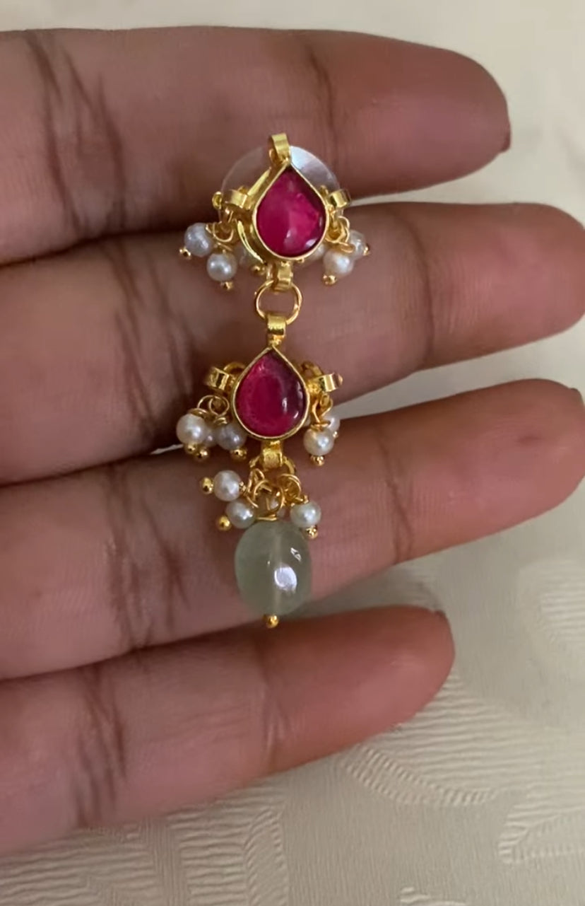 Pearl kundan Necklace Set | Indian Beads Haram With Earrings