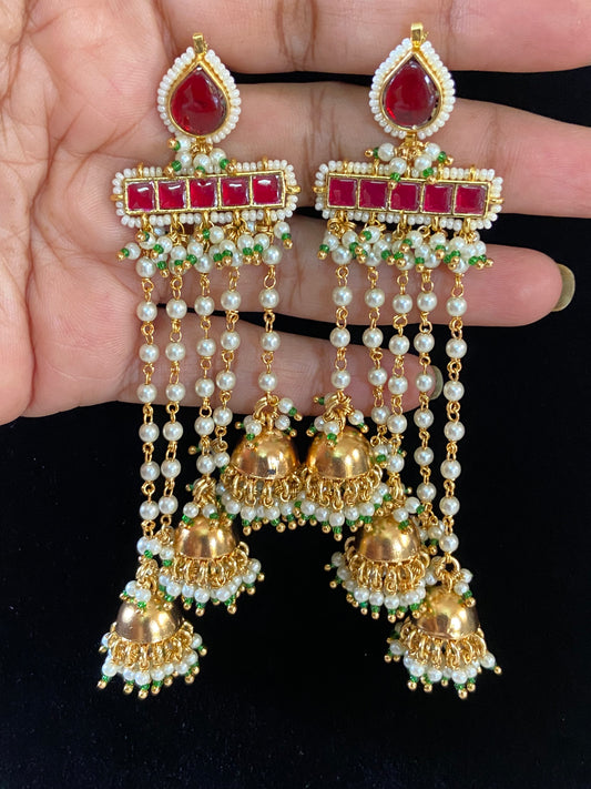Kundan Drop Jumkas Earrings | Party Wear Earrings