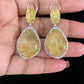 Luxury CZ Border Yellow Stone  Earrings | Indian Jewelry In USA