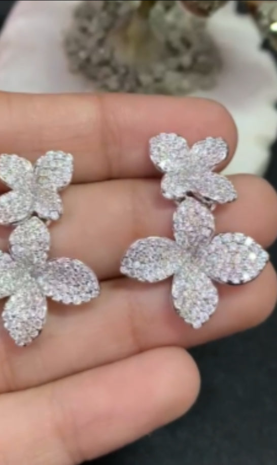 AD Flower Cocktail Earrings | Indain Designer Earrings