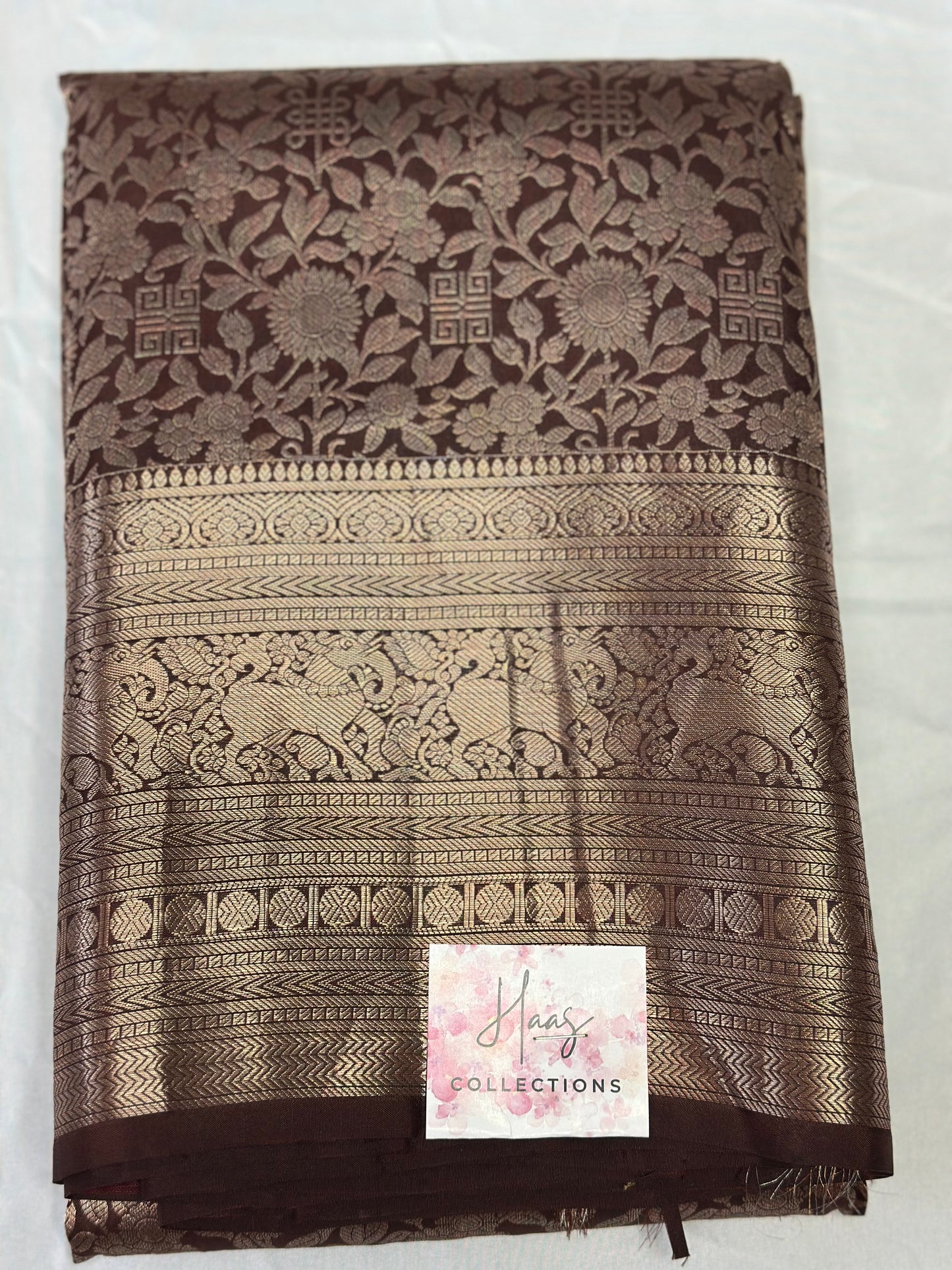 Pure Chocolate Brown Kanjivaram Silk Saree | Silk mark certified saree | Indian Sarees in USA