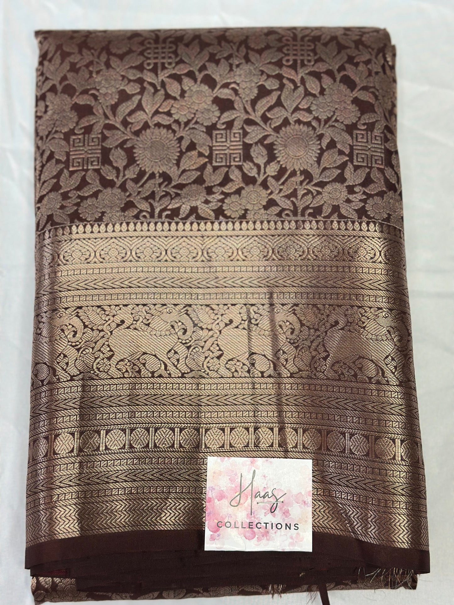 Pure Chocolate Brown Kanjivaram Silk Saree | Silk mark certified saree | Indian Sarees in USA
