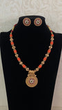 Coral Nakshi Beads Necklace With Studs | Traditional Jewelry In USA