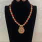 Coral Nakshi Beads Necklace With Studs | Traditional Jewelry In USA
