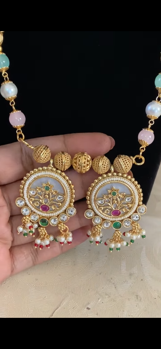 38” Long Traditional Mangalsutra | Indian Black Beads Necklace | Long Mangalsutra