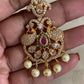 CZ Pendant long Black Beads Necklace With Earrings | Traditional Mangalasutra