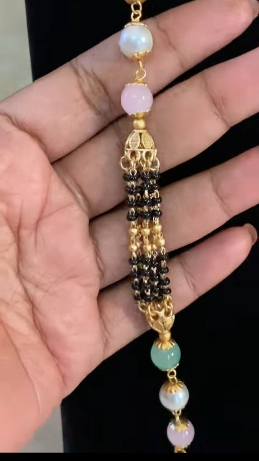 38” Long Traditional Mangalsutra | Indian Black Beads Necklace | Long Mangalsutra