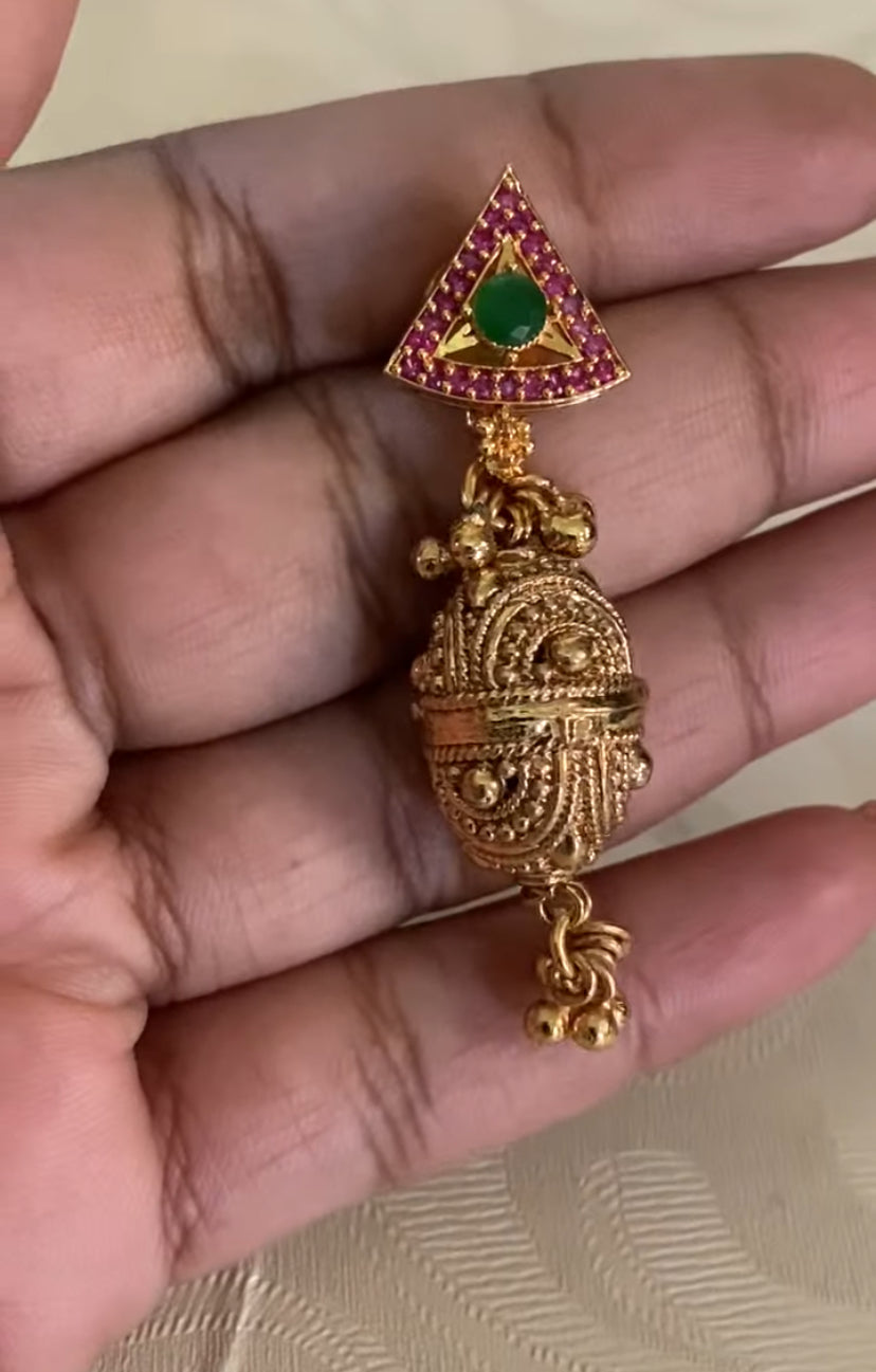 Antique Beads & Ruby Green Beads Mala Set | Indian Necklace