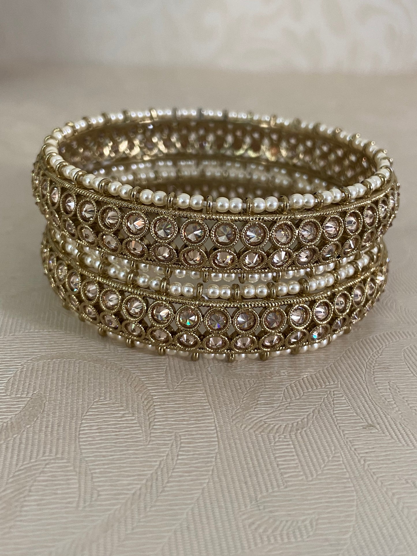 Kundani Pearl Mehndi Plating Bangles | Indian Bangles